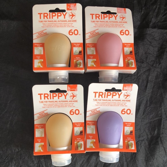 Set of 4 Trippy Silicone No Drip Cosmetic Travel Squeeze Bottles: 2 oz / 60 ml - Picture 8 of 8